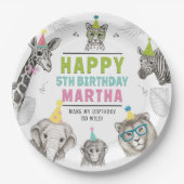 Animals Party Wild Animal Verjaardagspapier Bord (Voorkant)