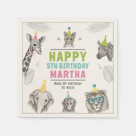 Animals Party Wild Animal Verjaardagspapier Bord Servet