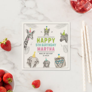 Animals Party Wild Animal Verjaardagspapier Bord Servet
