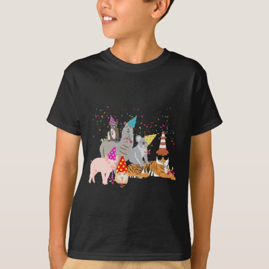 Animals Partying Cute Animals Having A Party  T-shirt (Voorkant)