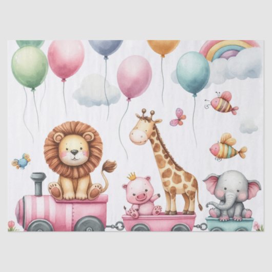 Animals pink birthday Large Gift Bag Tissuepapier (Voorkant)