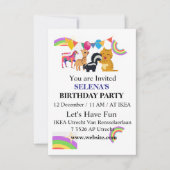 Animals & Rainbows Birthday Party Invitation Bedankkaart (Voorkant)