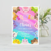 Animals Squish Girl Birthday party Kaart (Staand voorkant)