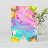 Animals Squish Girl Birthday party Kaart (Staand voorkant)