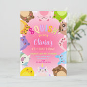 Animals Squish Girl Birthday party Kaart (Staand voorkant)