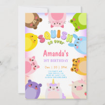 Animals Squish On Over rainbow Birthday