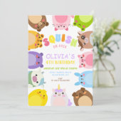 Animals Squish On Over rainbow  Birthday party Kaart (Staand voorkant)