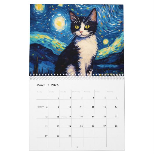 Animals Starry Night 2026 Kalender (Mar 2026)