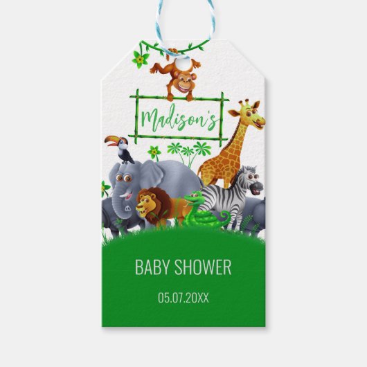 Animals Wild Een Oerwoud groen safari winter Cadeaulabel (Voorkant)