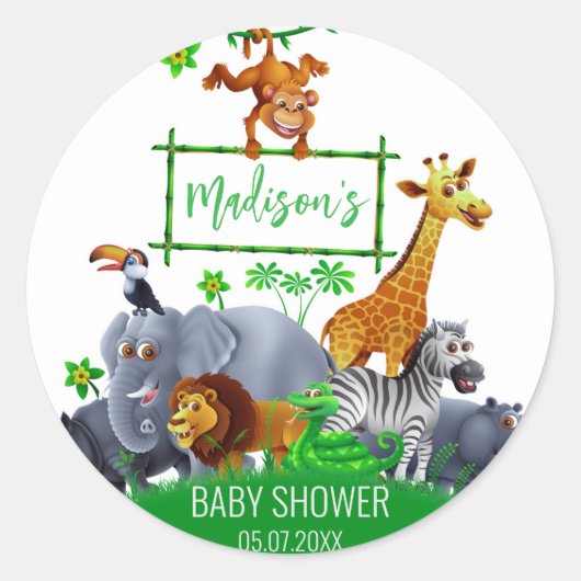 Animals Wild Een Oerwoud groen safari winter Ronde Sticker (Voorkant)