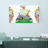 Animals Wild Een Oerwoud groen safari winter Spandoek (Beurs)