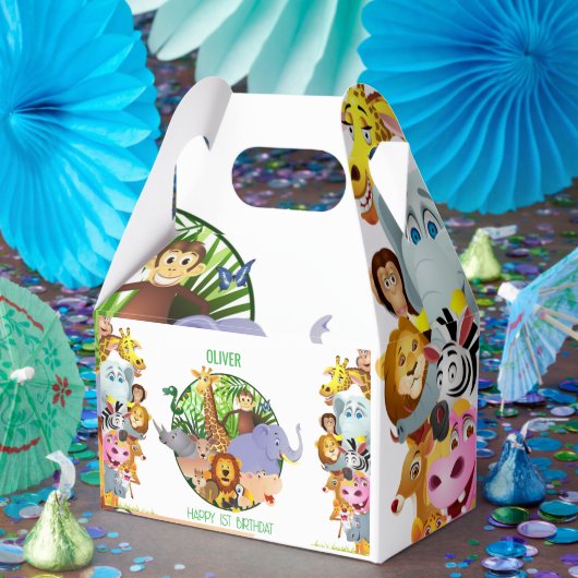 Animals Wild One Oerwoud groene safari voor kinder Bedankdoosjes (Feest)