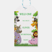Animals Wild One Oerwoud groene safari voor kinder Cadeaulabel (Achterkant)