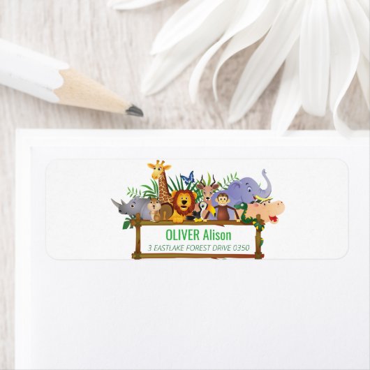 Animals Wild One Oerwoud groene safari voor kinder Etiket (Insitu)