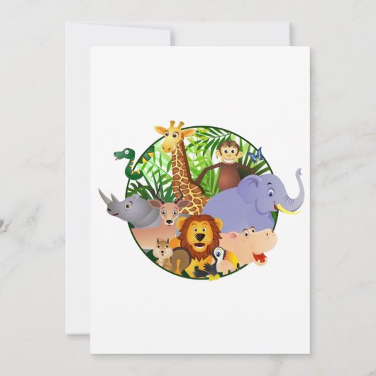 Animals Wild One Oerwoud groene safari voor kinder Kaart (Achterkant)