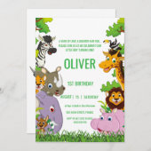 Animals Wild One Oerwoud groene safari voor kinder Kaart (Voorkant / Achterkant)