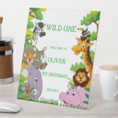 Animals Wild One Oerwoud groene safari voor kinder Reclamebord Met Voetstuk (Insitu)