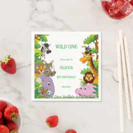 Animals Wild One Oerwoud groene safari voor kinder Servet