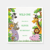 Animals Wild One Oerwoud groene safari voor kinder Servet (Voorkant)