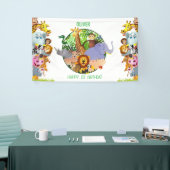 Animals Wild One Oerwoud groene safari voor kinder Spandoek (Beurs)