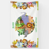 Animals Wild One Oerwoud groene safari voor kinder Spandoek (Verticaal)