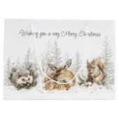 Animals Winter Forest Christmas Groot Cadeauzakje (Achterkant)