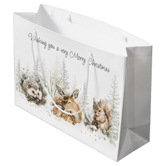 Animals Winter Forest Christmas Groot Cadeauzakje (Achterkant Gekanteld)
