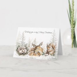 Animals Winter Forest Christmas Holiday Card Feestdagen Kaart