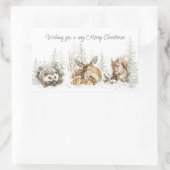 Animals Winter Forest Christmas Rechthoekige Sticker (Tas)