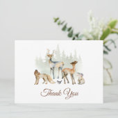 Animals Woodland Baby shower Bedankkaart (Staand voorkant)