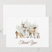 Animals Woodland Baby shower Bedankkaart (Voorkant / Achterkant)