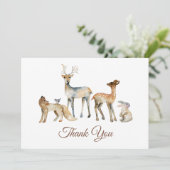 Animals Woodland Baby shower Bedankkaart (Staand voorkant)
