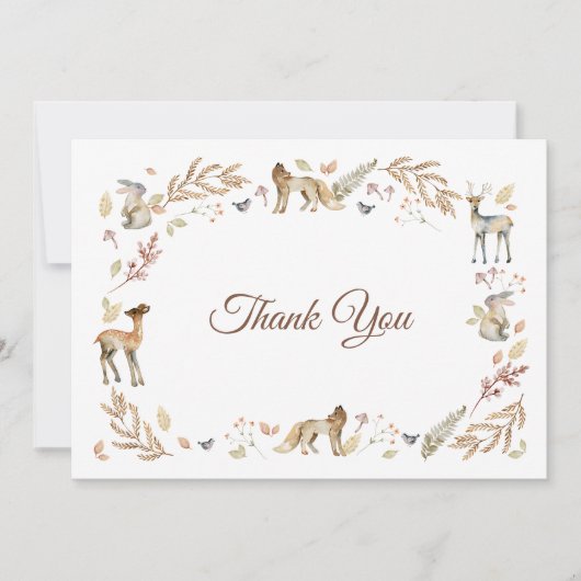 Animals Woodland Baby shower Bedankkaart (Voorkant)