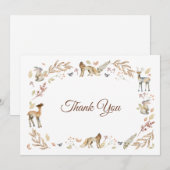 Animals Woodland Baby shower Bedankkaart (Voorkant / Achterkant)