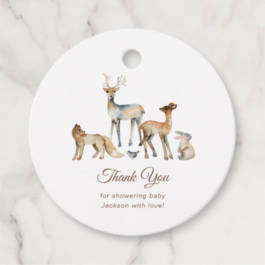 Animals Woodland Baby shower Bedankt Bedankjes Labels (Voorkant)