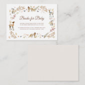 Animals Woodland Baby shower Boeken voor Baby Informatiekaartje (Voorkant / Achterkant)