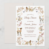 Animals Woodland Baby Shower Kaart (Voorkant / Achterkant)