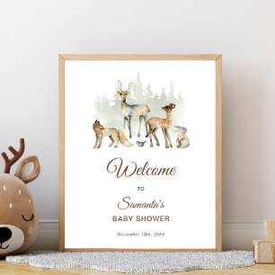 Animals Woodland Baby shower Welkom Poster