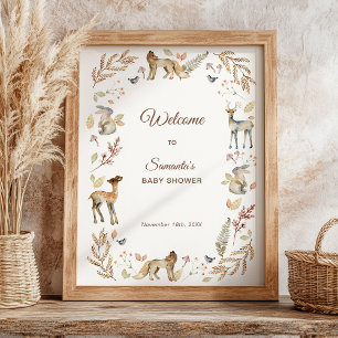 Animals Woodland Baby shower Welkom Poster