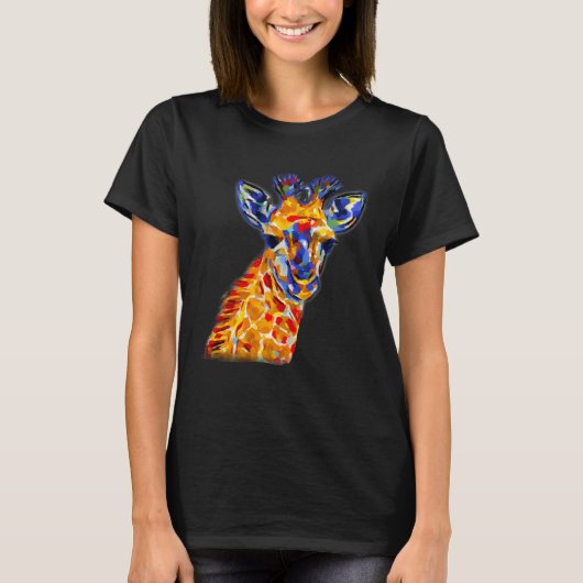 AnimalsAtPlay Bright Colorful Giraffe T-shirt (Voorkant)