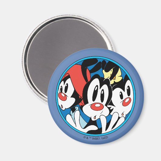 Animaniacs | Cirkel Warner Siblings Grafisch Magneet (Voorkant / Achterkant)
