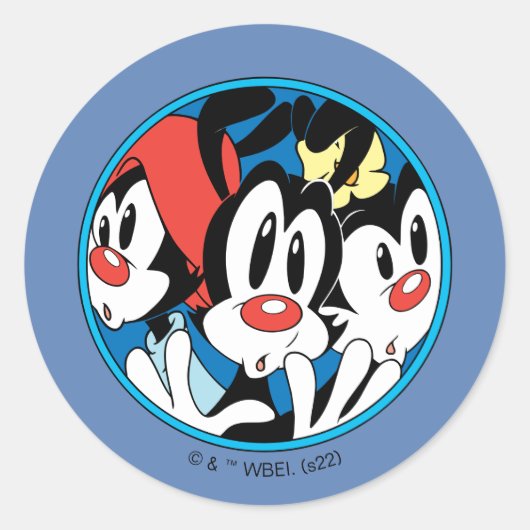 Animaniacs | Cirkel Warner Siblings Grafisch Ronde Sticker (Voorkant)