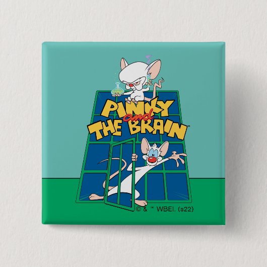 Animaniacs | Pinky and The Brain Cage Graphic Vierkante Button 5,1 Cm (Voorkant)