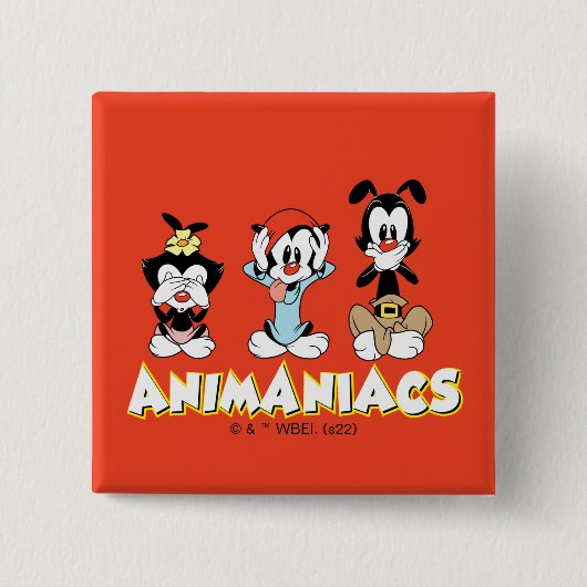 Animaniacs | Warner Siblings "No Evil" grafische k Vierkante Button 5,1 Cm (Voorkant)