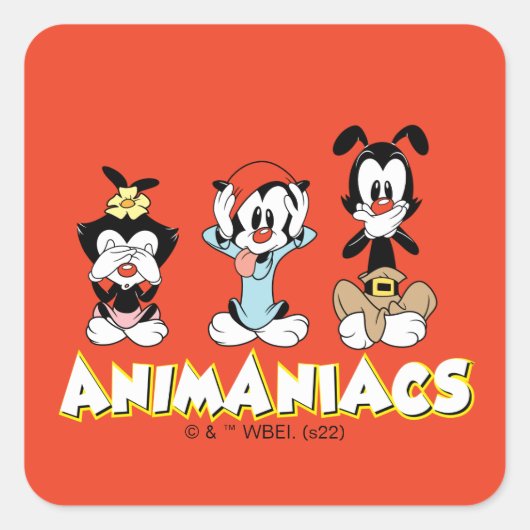 Animaniacs | Warner Siblings "No Evil" Graphic Vierkante Sticker (Voorkant)