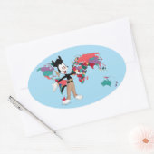 Animaniacs | Wereldkaart Yakko Grafisch Ovale Sticker (Envelop)