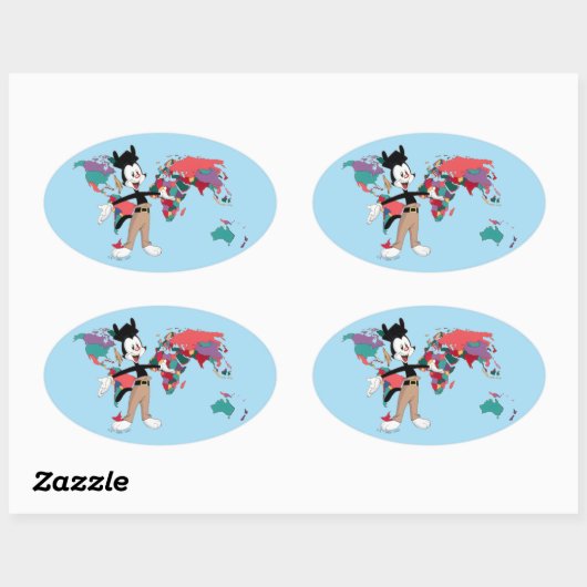 Animaniacs | Wereldkaart Yakko Grafisch Ovale Sticker (Vel)