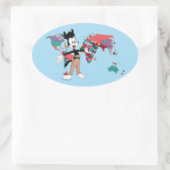 Animaniacs | Wereldkaart Yakko Grafisch Ovale Sticker (Tas)