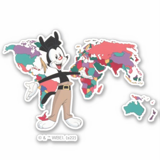 Animaniacs | Wereldkaart Yakko Grafisch Sticker (Voorkant)