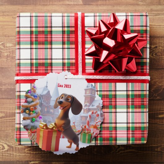Animated Dachshund Puppy gepersonaliseerd Ornament Kaart (Insitu (Geschenk))